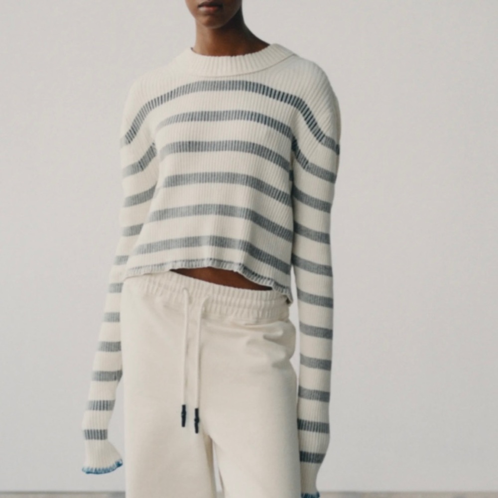 H&M Studio Collection Striped Knit Crop Sweater
